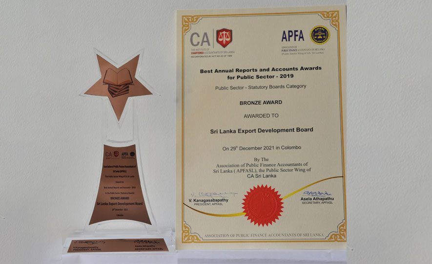 EDB wins Bronze at “CA Sri Lanka’s APFASL Best Annual Reports & Accounts Awards 2021