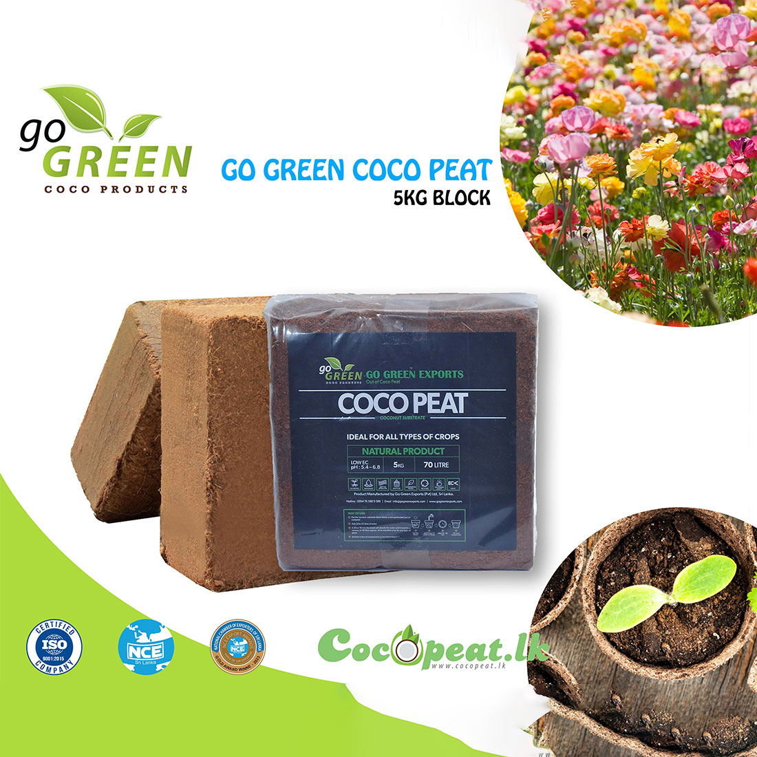 GO GREEN COCO PEAT (BLOCKS) – 5KG