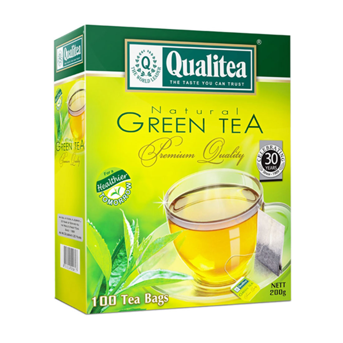 QUALITEA - Natural Green Tea 100 Tea Bag Pack