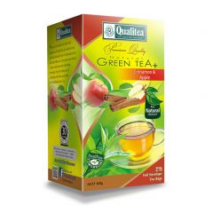 QUALITEA - All Natural Green Tea Cinnamon & Apple Flavoured 25 Tea Bag Pack