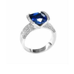 Blue Sapphire and Diamond Ring