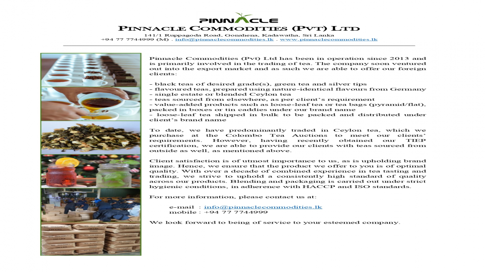 PINNACLE COMMODITIES PVT LTD