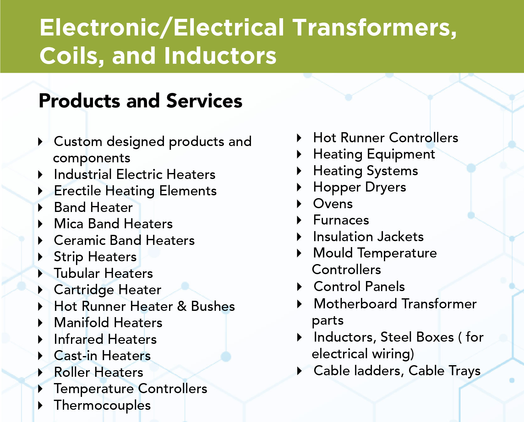Electronic/Electrical Transformers, Coils, and inductors