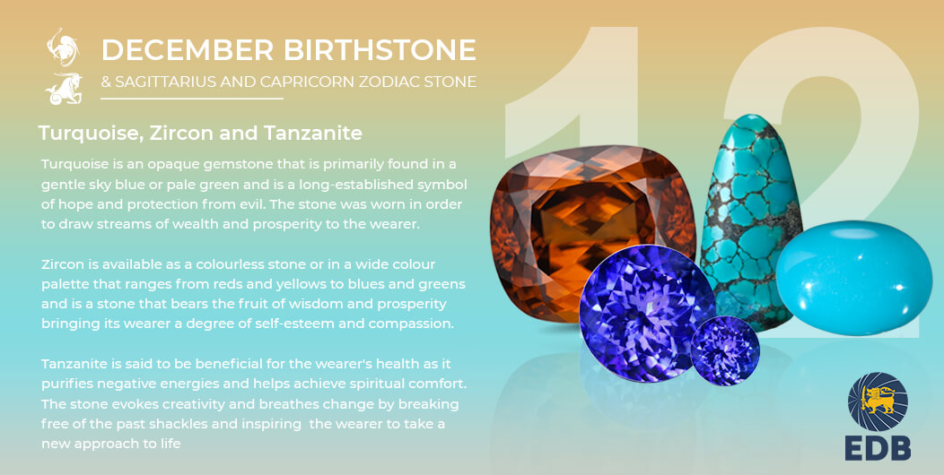 December Birthstones -  Turquoise, Zircon and Tanzanite 