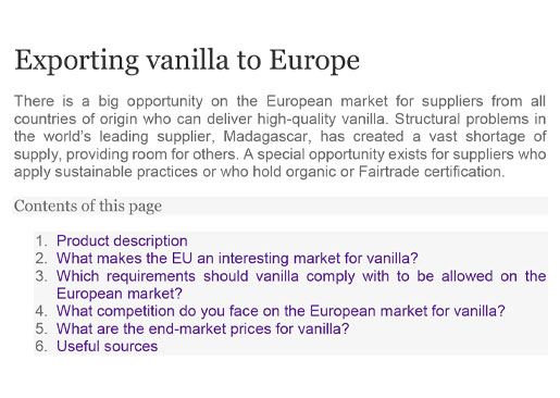 Exporting Vanilla to Europe