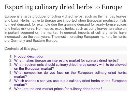 Exporting Culinary Dried Herbs to Europe