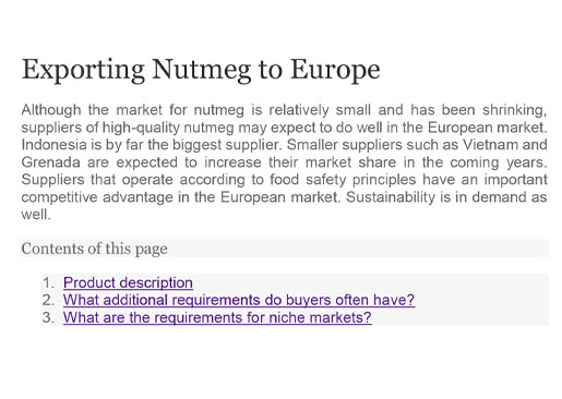 Exporting Nutmeg to Europe