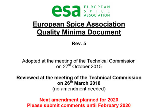 European Spice Association Quality Minima Document