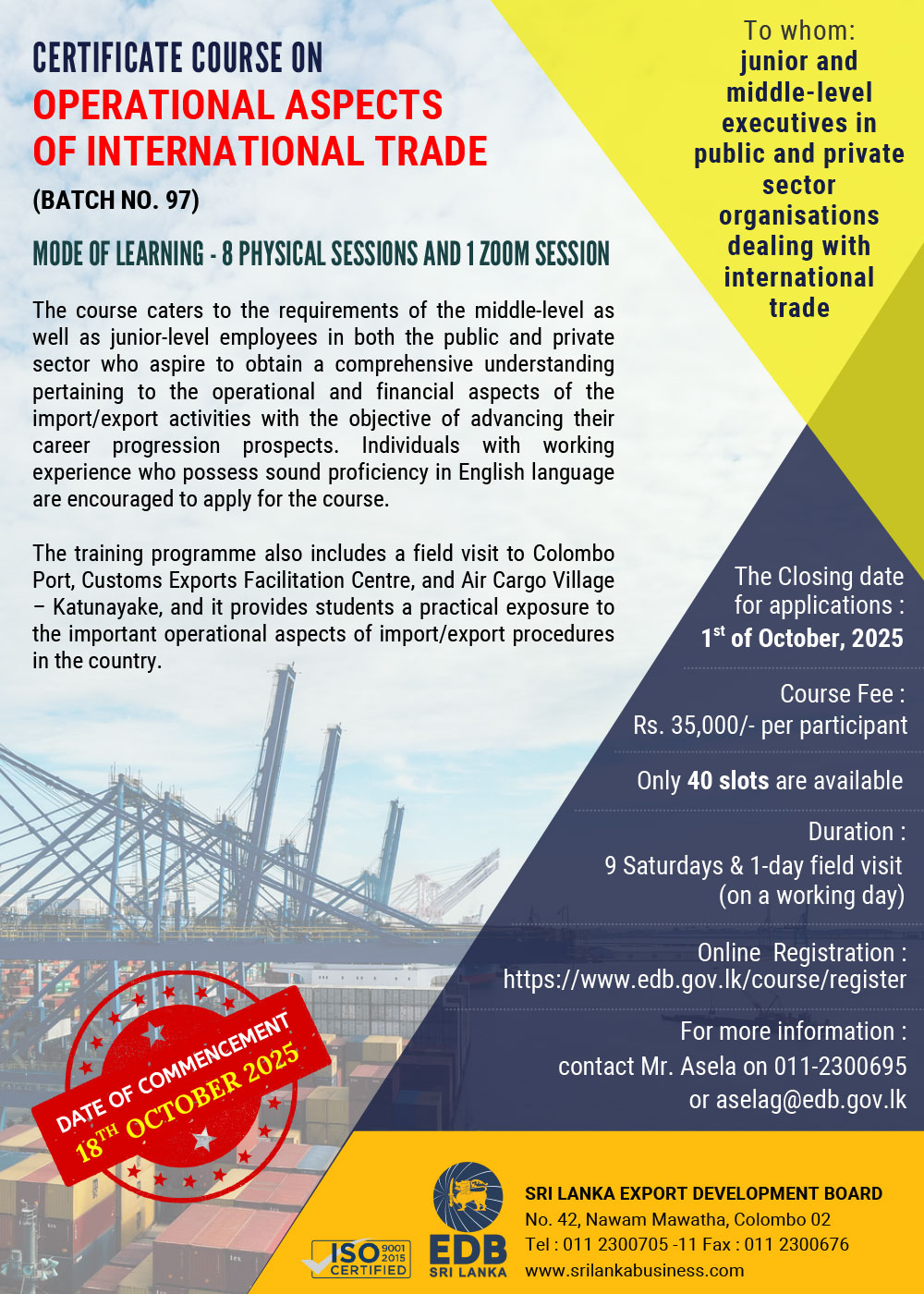 Course on Operational Aspects of International Trade
