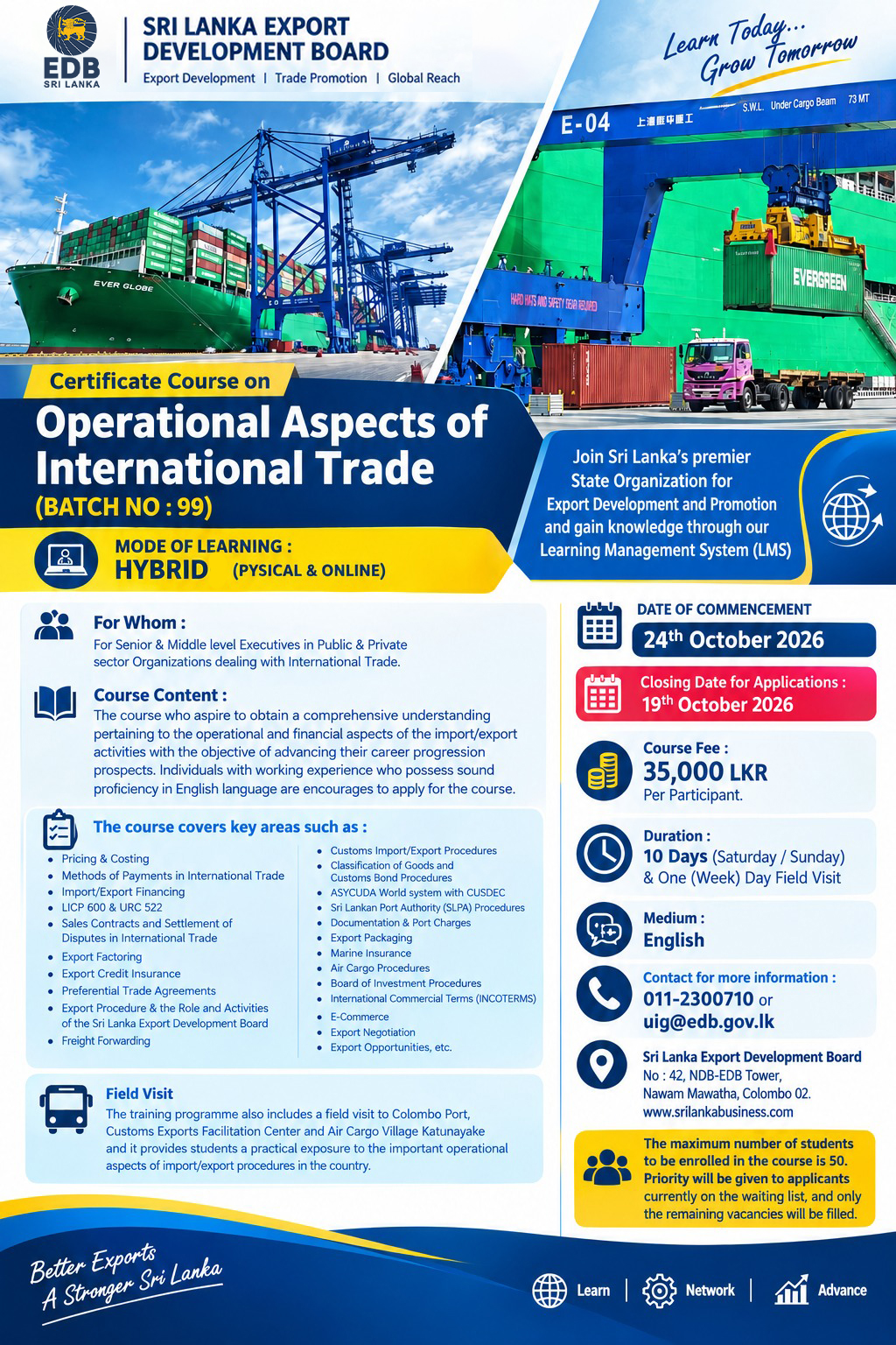 Course on Operational Aspects of International Trade
