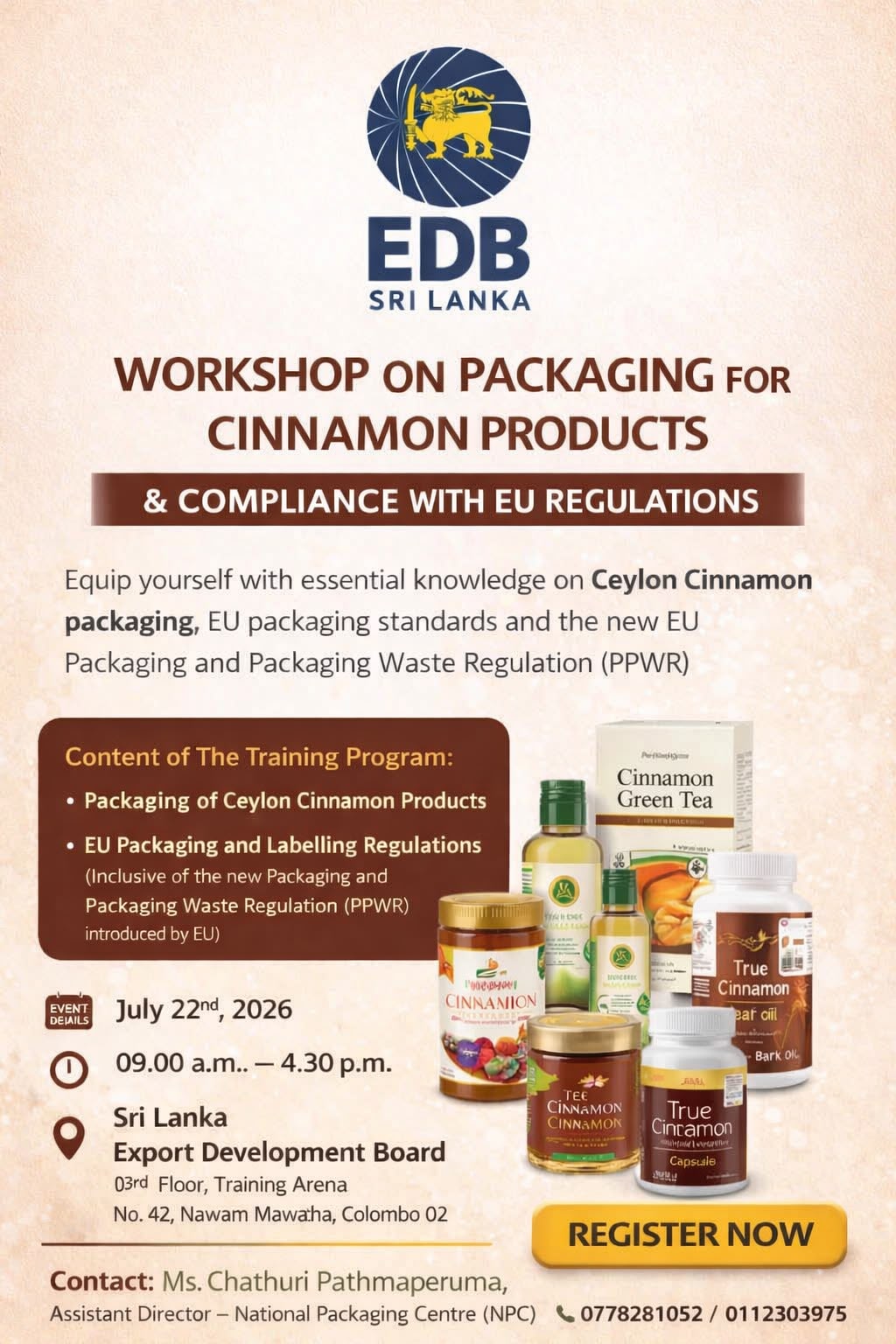 Workshop on Packaging for Cinnamon Products and compliance with EU Packaging and Labelling Regulations
