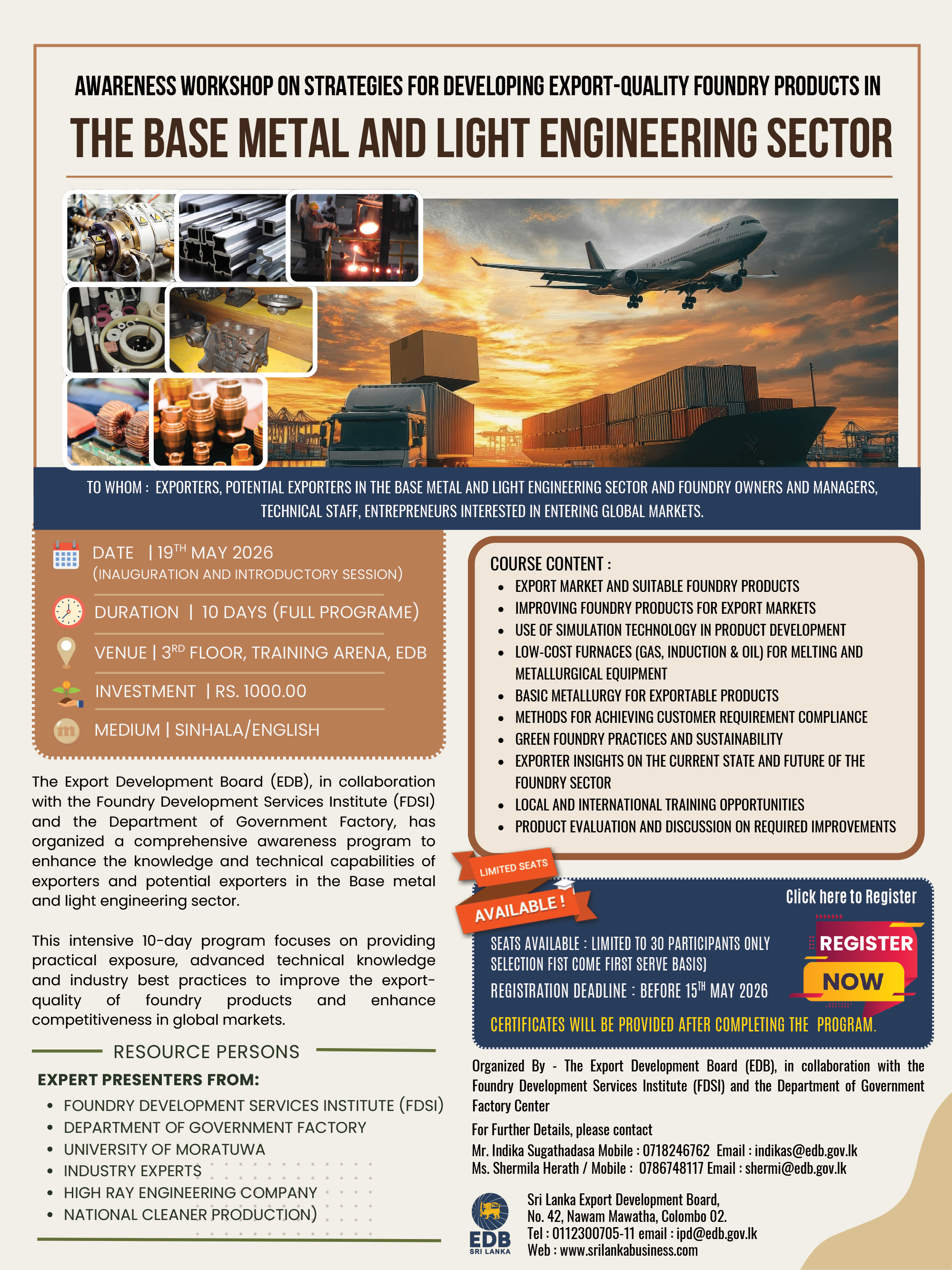 Awareness Workshop on Strategies for Developing Export-Quality Foundry Products in the Base Metal and Light Engineering Sector