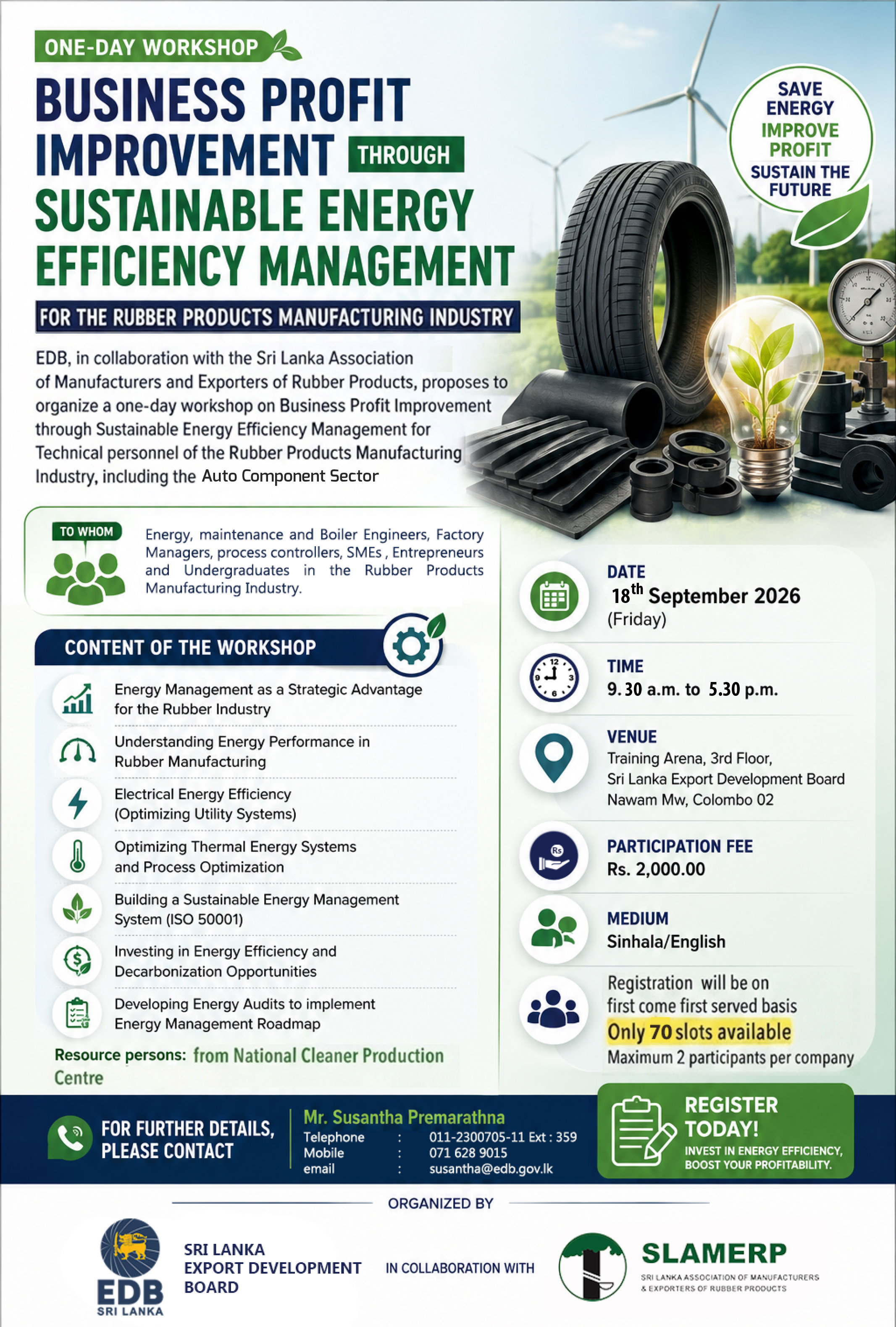One-Day Workshop on Business Profit Improvement through Sustainable Energy Efficiency Management