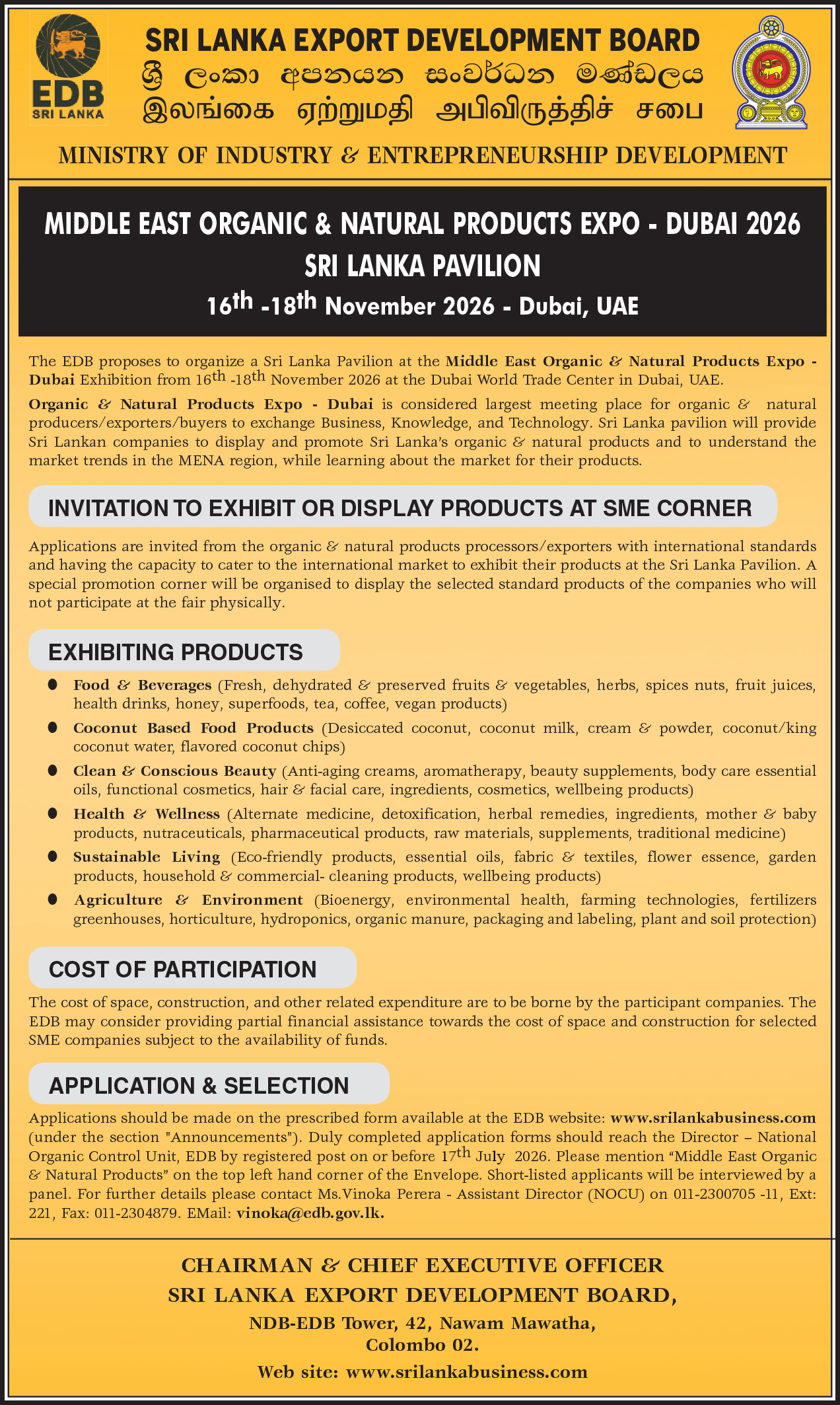 Middle East Organic & Natural Products Expo - Dubai 2026