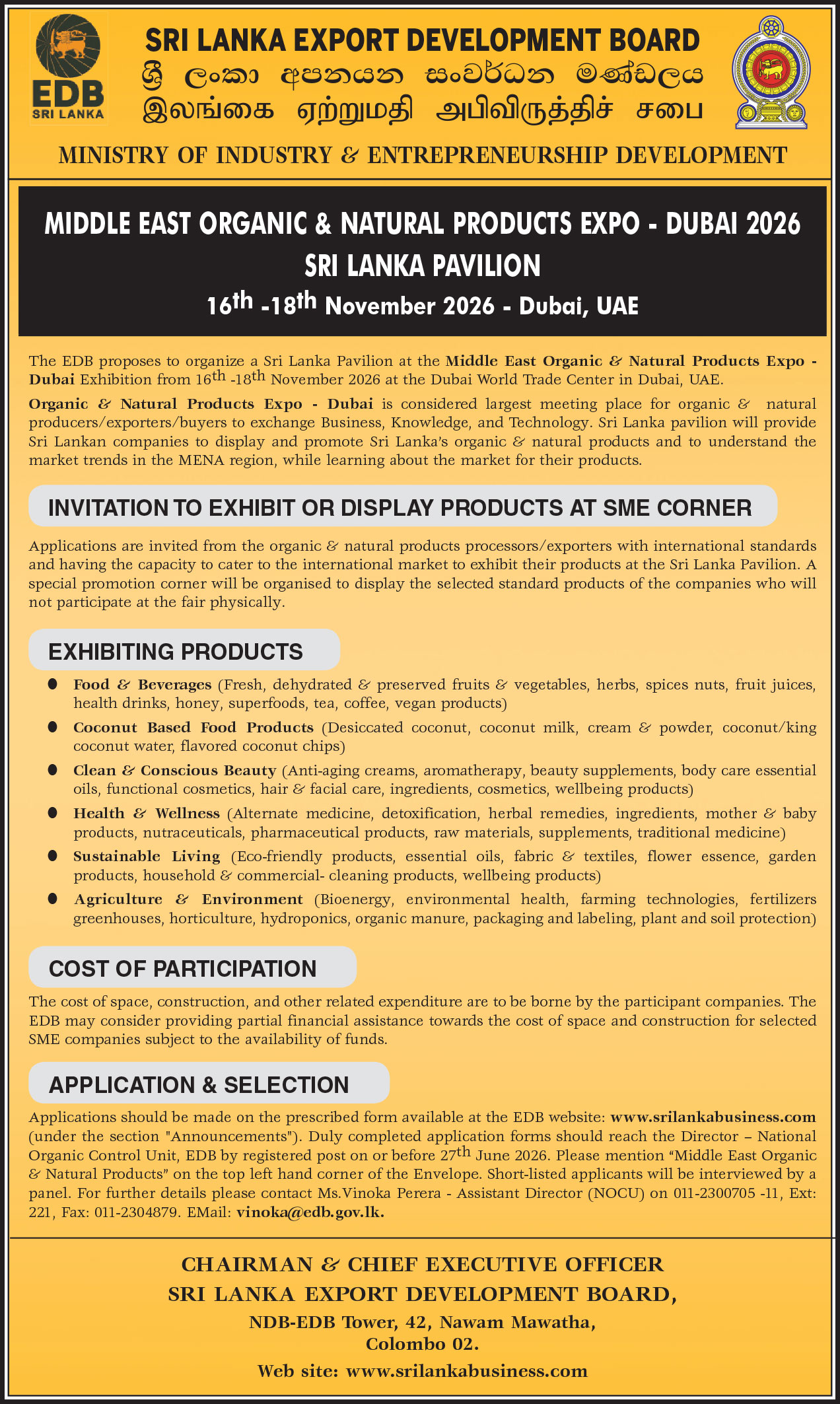 Middle East Organic & Natural Products Expo - Dubai 2026