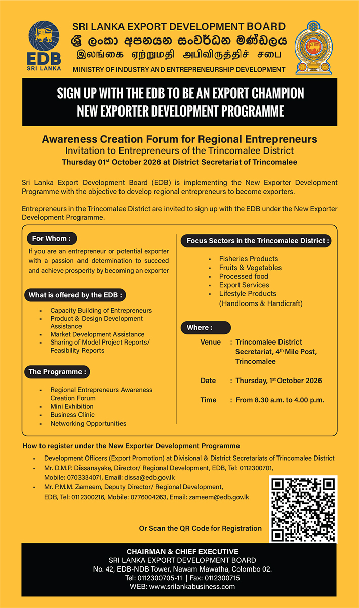 Awareness Creation Forum for Regional Entrepreneurs - Trincomalee District
