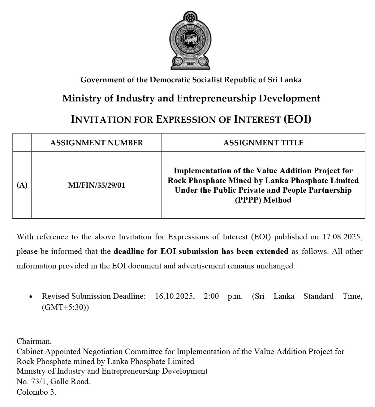 TENDER NOTICE