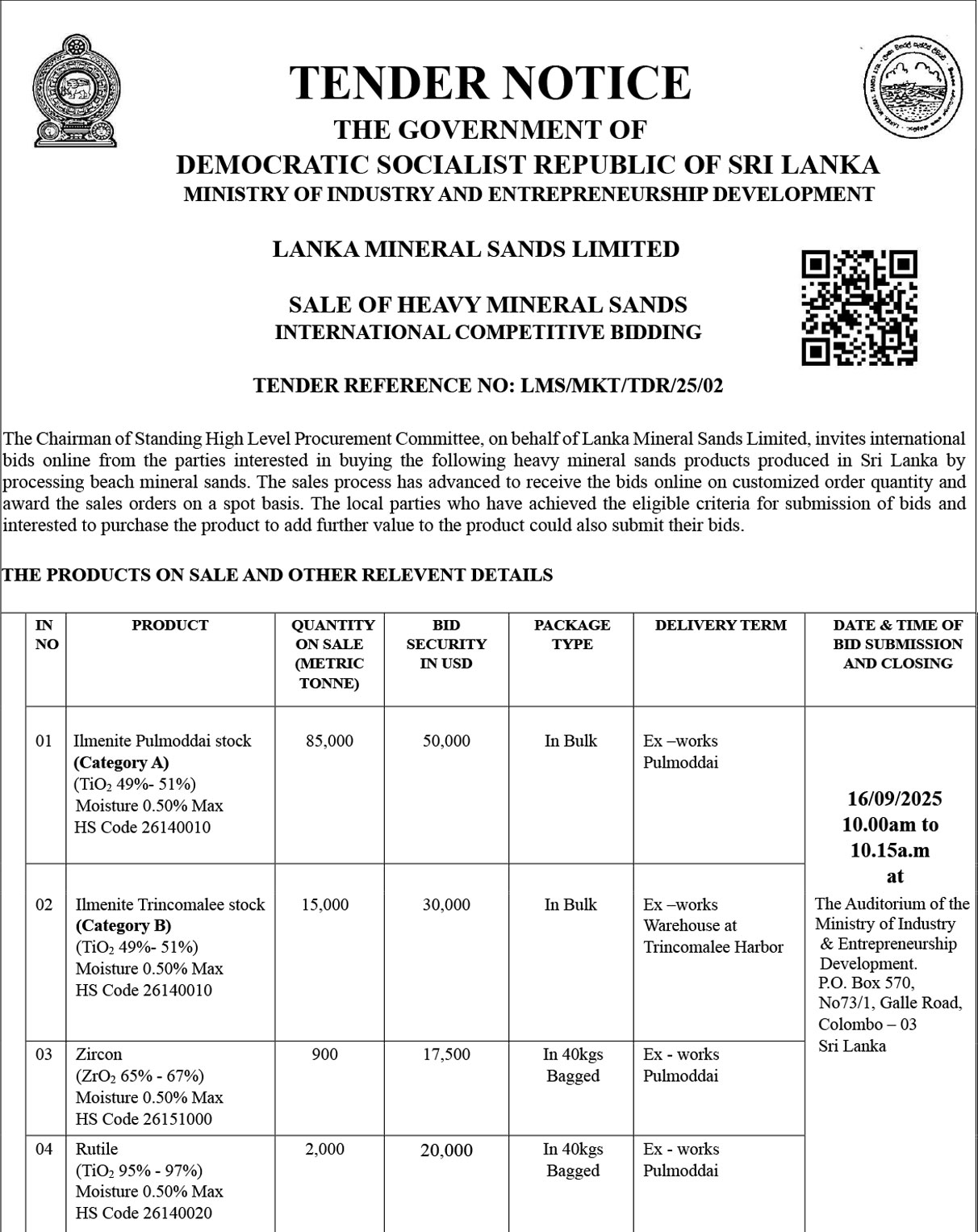 TENDER NOTICE