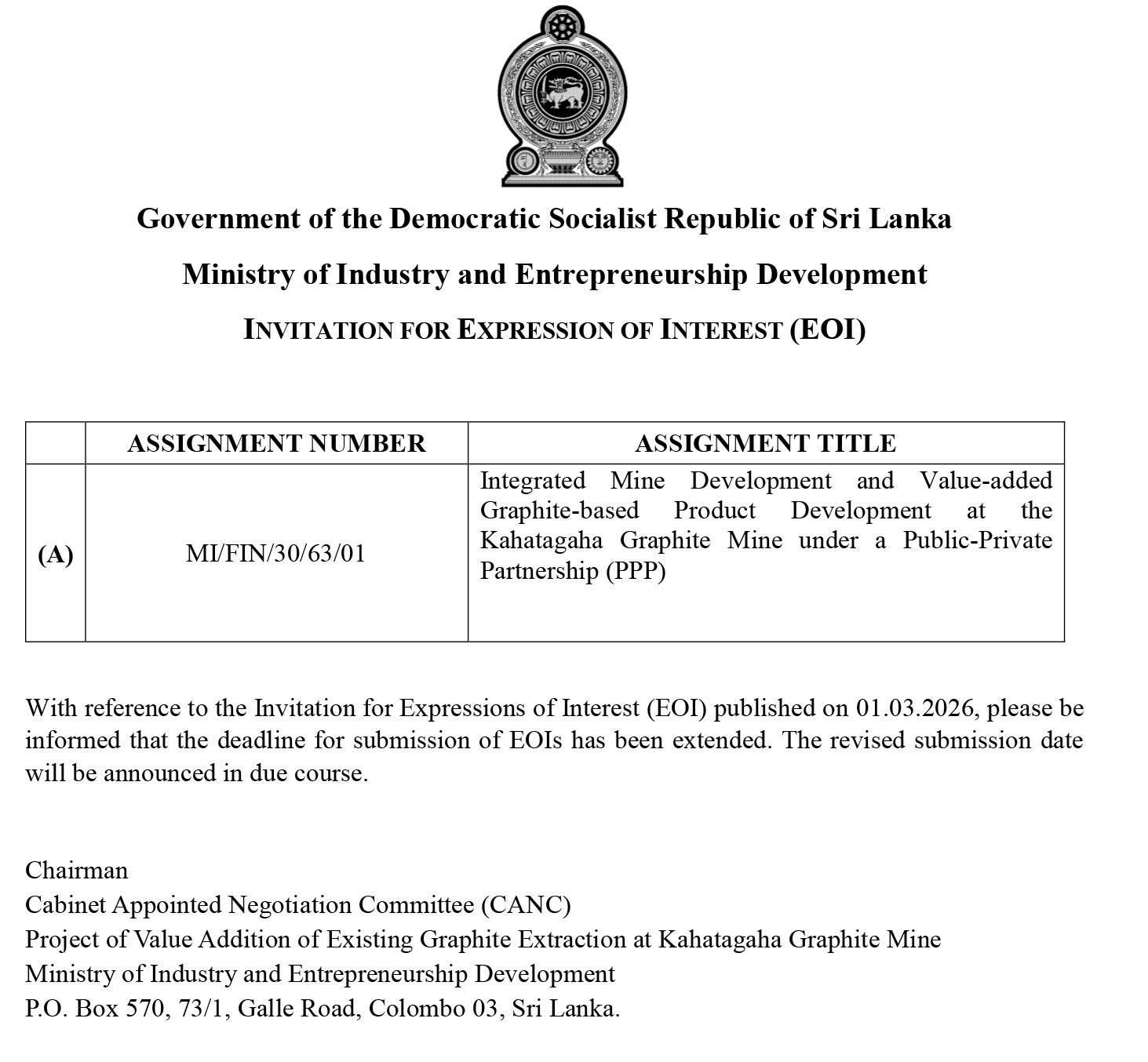 TENDER NOTICE
