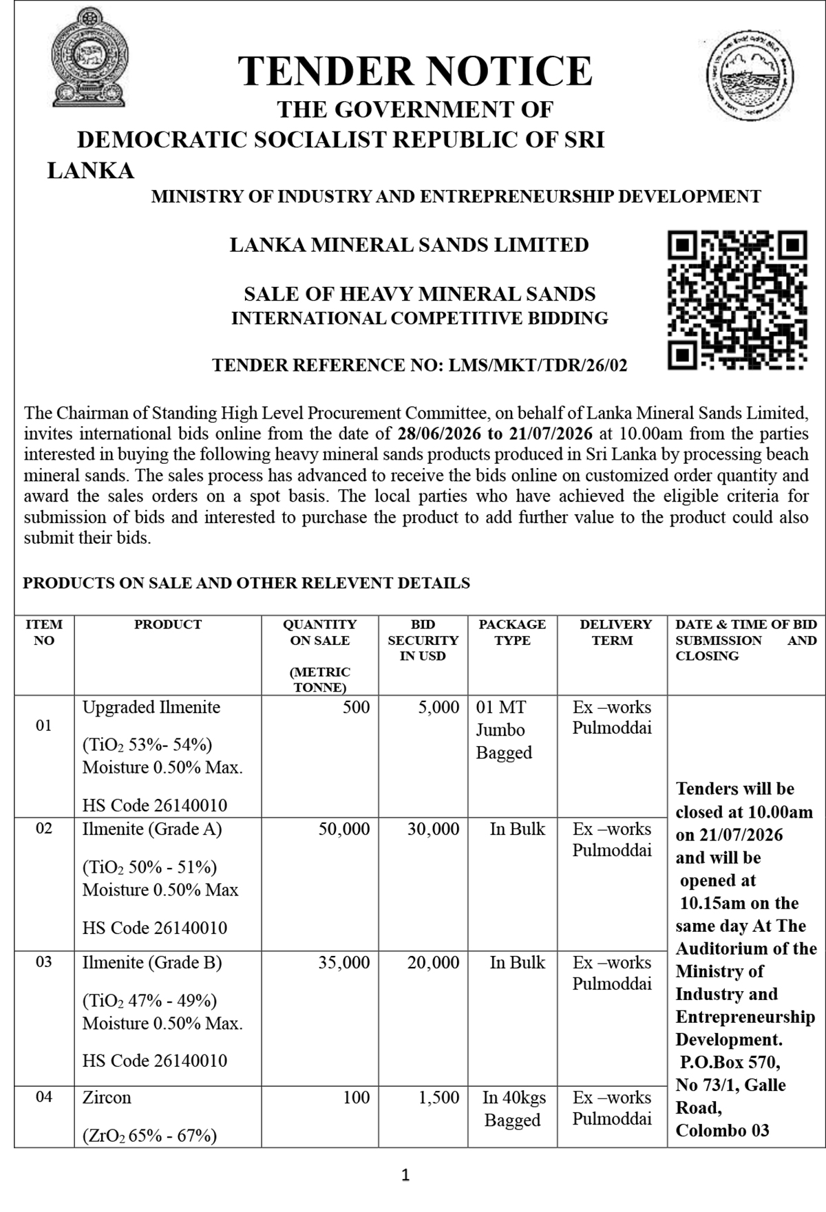 TENDER NOTICE