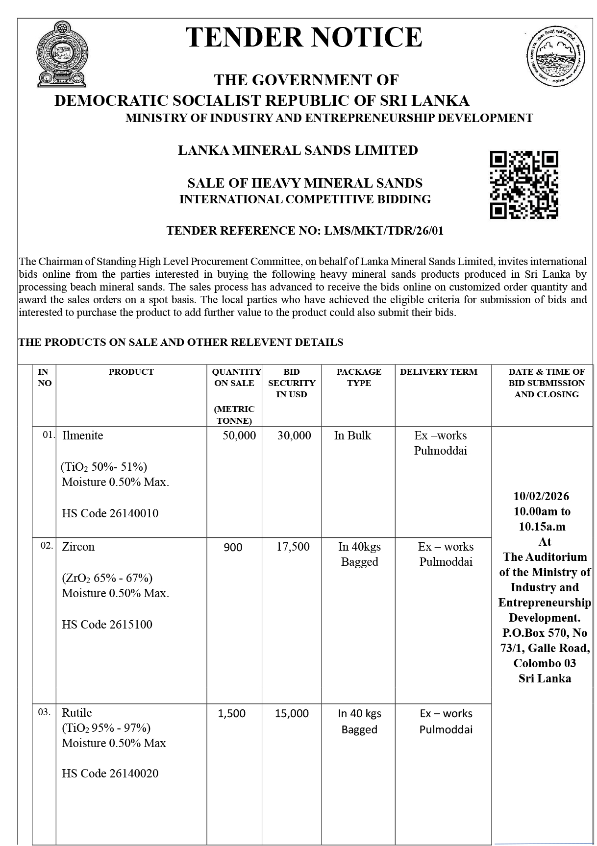 TENDER NOTICE